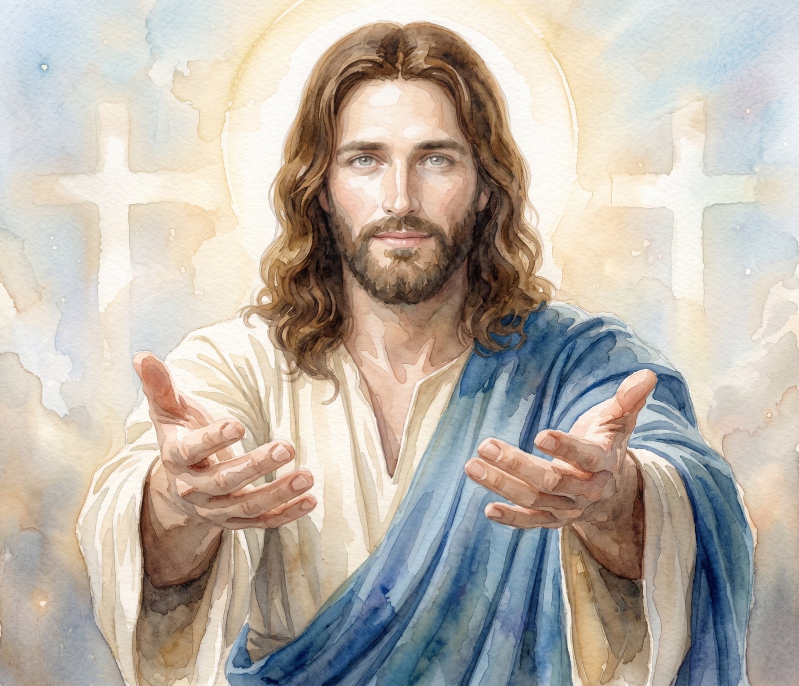 Jesus with open arms welcoming all